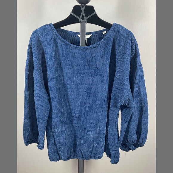 NEW Max Studio Shirt Womens Large blue boho casual classic - Picture 1 of 11